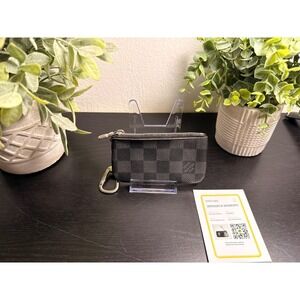 Louis‎ Vuitton Key Cles Damier Graphite Canvas Silver Hardware With COA Unisex